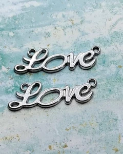 20 piezas - Palabra de plata antigua "Amor" en escritura dijes colgantes conector #A - Imagen 1 de 2