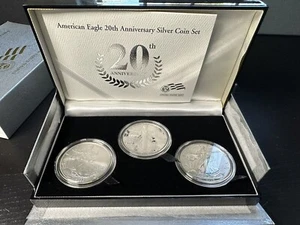 2006 20th ANNIVERSARY SILVER EAGLE 3 COIN SET w/OGP/COA Proof-Rev Proof- Unc - Picture 1 of 6