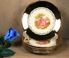 6 Gilt Gold Plated Fragonard Porcelain Dessert Cake Plates BAVARIA Germany Set A