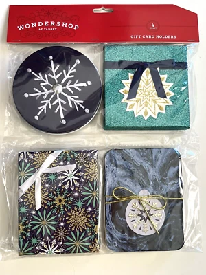 Wondershop Christmas Money Gift Card Tin/Cardboard Holiday Gift Box 4 Count New - Imagem 1 de 2