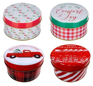 Festive Christmas Decorative Metal Tins w/ Lid - Pick 4 for $20 Free Shipping - Picture 1 of 15