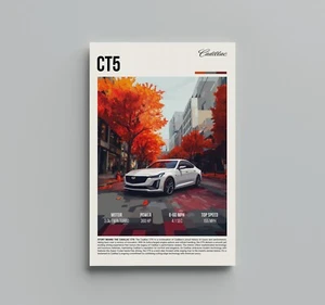 Cadillac CT5 Poster - Retro Style Luxury Sedan Art Print  - Poster Decor - Picture 1 of 4