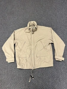 Vintage LL Bean Tan Beige Hooded Windbreaker Jacket Men's Size Medium 90s - Picture 1 of 11