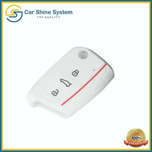 Car Key Case Cover For VW SKODA,SEAT Polo Golf Tiguan Octavia Leon Ibiza White - Picture 1 of 1