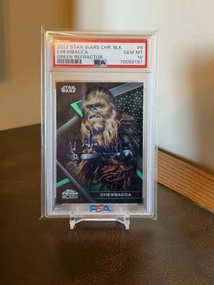 2022 Topps Chrome Black Star Wars Chewbacca Green Refractor /99 PSA 10 GEM MINT - Image 1 of 2