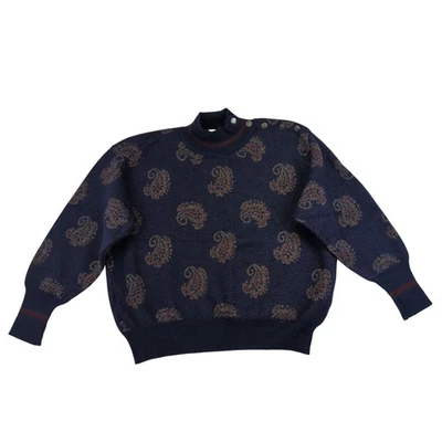 Suéter de Hombro Vintage Tricots St Raphael Lana Paisley Simulado Botón Mujeres Grande Foto 1 de 4