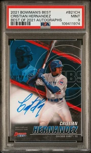 2021 BOWMAN'S BEST CRISTIAN HERNANDEZ AUTO RC #B21CH GRADED PSA 9 MINT CUBS - Picture 1 of 2