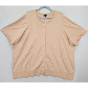 Torrid Women 5X Beige Short Sleeve Button Front Cardigan Sweater Soft Knit Top - Picture 1 of 9
