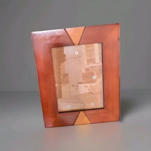 Vtg Wood Inlay Marquetry Picture Frame for 5 x 7" Photo Cherry Wood - Picture 1 of 8