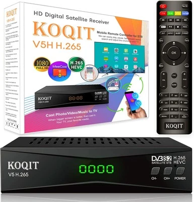 Koqit V5H H.265 Free To Air FTA Satellite Receiver DVB-S2 TV Black  - Image 1 of 4