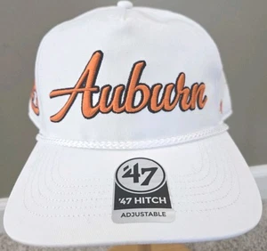 New Mens '47 NCAA Auburn Tigers Snapback W/ Rope Hat Cap White Orange - Picture 1 of 7