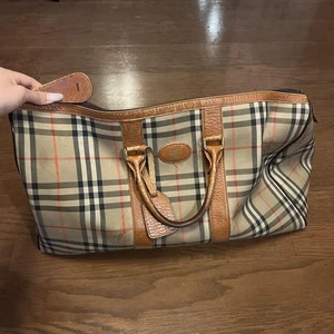 Burberry Boston Bag Checkered Barrel Bag Brown Used - Picture 1 of 3