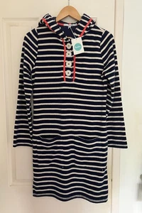 NWT Women's BODEN Blue & White Striped Towelling Hooded Beach Dress, 6, Fit 8-10 - Picture 1 of 11