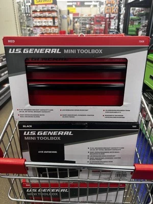 U.S. General Mini Toolbox Red 2-Drawer Steel #72438 New In Box (Harbor Freight) - Image 1 of 4