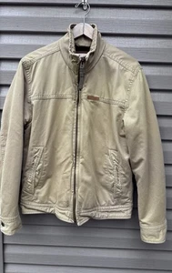 Vintage Abercrombie & Fitch Khaki Distressed Work Jacket Wool Lined Men’s Small - Picture 1 of 14