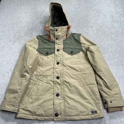 Chaqueta de Invierno Abercrombie Fitch Para Hombre Abrigo Mediano Beige Aislado Forrado Sherpa Foto 1 de 4