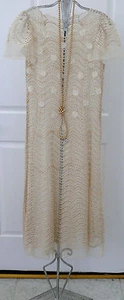 1920-30`s Dress Creamy White Tulle Eyelet Drop Wedding Graduation Formal XXS - Picture 1 of 11