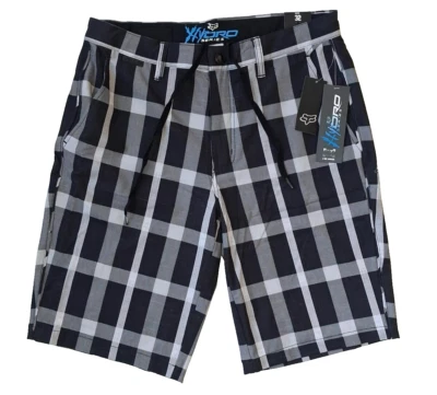 Fox New Mens Black Gray Hydroestranged Hybrid Plaid Size 32 Inseam 11" - Image 1 of 4