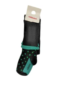 CatiMini Black W/green Tights Girl 25/26 NWT - Picture 1 of 2