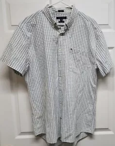 Tommy Hilfiger Mens Shirt Button Down XXL Short Sleeve Plaid Checked Green White - Picture 1 of 7