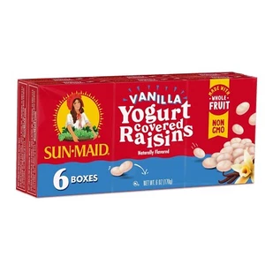 Sun-Maid Vanille Joghurt beschichtete Rosinen - (6er Pack) 1 Unze Snack-Größe Box - Joghurt C - Bild 1 von 5