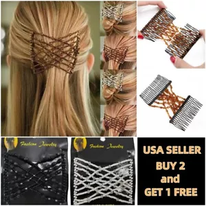 Damen Elastische Perlen Bananenspange Haarnadel Stretch Magic Haarkamm Clip Zubehör - Bild 1 von 9