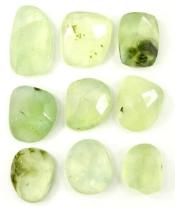 163.15 Ct Natural Green Prehnite Gemstone 18-25 mm Rose Cut 9 Pcs Stone Lot-2338 - Picture 1 of 2