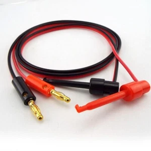 1 Pair 1M 4mm Banana Plug to electric Hook Clip Test Leads Cable For Multimeter - Picture 1 of 6