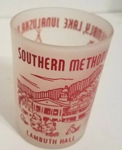 Southern Methodist  Assembly Lake Junaluska Frosted Hazel Atlas Souvenir Glass - Picture 1 of 5
