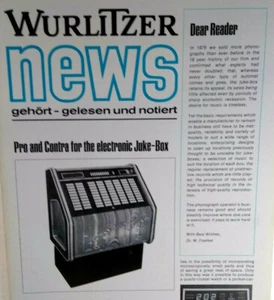 Wurlitzer News Vintage Jukebox Flyer Promo Original Phonographs 12" x 8.25" - Picture 1 of 4