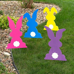 Bright Bunny Yard Stakes, Outdoor Decor, Easter Decorations, 4 Pieces, 17"x22" - Picture 1 of 4