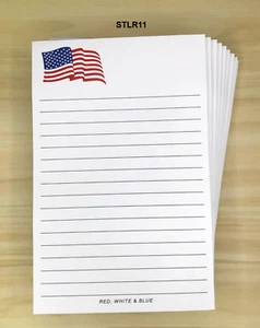 5 1/2" x 8 1/2" Note Pads - Ruled " American Flag" 10 Pads of 50 - Picture 1 of 1
