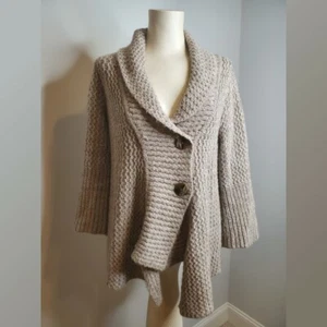 J. Jill Sweater Jacket alpaca blend neutral color long cardigan button front - Picture 1 of 7