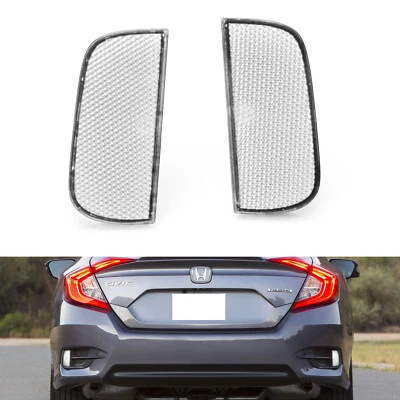 OE-Spec Clear Rear Bumper Reflector Lens Assy For 2016-21 10th Gen Honda Civic - Image 1 of 4