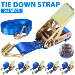 2-6Pcs Ratchet Straps Tie Down 25mm endless 5 Metre Blue 800kg Lashing Straps UK - Picture 1 of 15