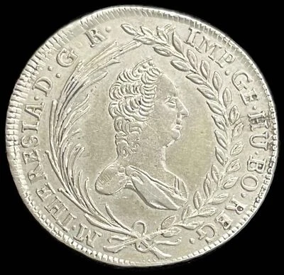 1765 SILVER AUSTRIA HUNGARY MARIA THERESIA 20 KRAJCZAR MADONNA & CHILD COIN AU+ - Image 1 of 2