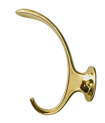 Gancho para sombrero y abrigo de latón Ives nuevo stock antiguo 5" MCM curvas gancho doble grande Foto 1 de 4