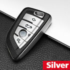 For BMW X1 X3 X5 X6 X7 5 7 Series Silver TPU Leather Key Shell Fob Case Cover