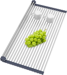 Extra Large Expandable Roll up Dish Drying Rack Over the Sink Drying 25" X 17.3" - Picture 1 of 6