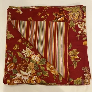 Set Of  8 Waverly Red Floral Rose & Stripe Reversible Dinner Cloth Napkins 17” - Picture 1 of 6