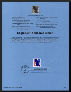 USA, SCOTT # 2598, SOUVENIR PAGE - EAGLE BIRD SELF-ADHESIVE STAMP YEAR 1994 - Picture 1 of 1