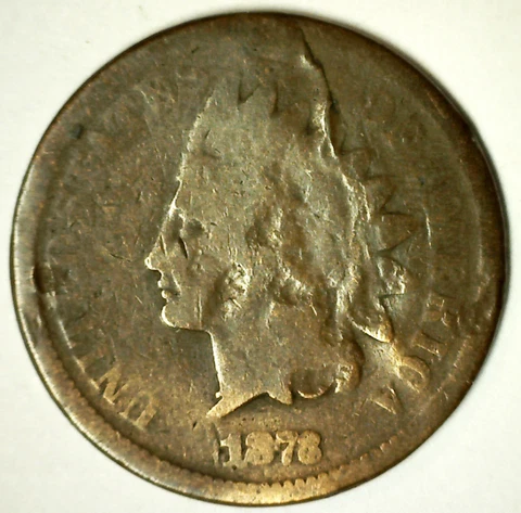 1878 Indian Head Cent 1c US Type Coin Die Break Damaged Worn You Grade Philly Cover