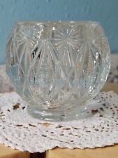 Vintage AVON Starburst And Diamond Clear Glass Crystal Candle Holder 4” Tall