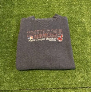 Vintage Cleveland Indians sweatshirt mens medium blue chief wahoo 90s mlb 40 - Picture 1 of 12