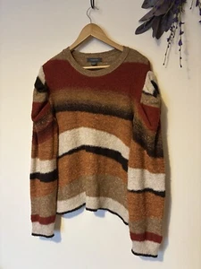 Primark Brown And Burt Red Coloured Jumper With Puff Shoulders Size L - Picture 1 of 10