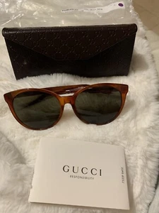 Gucci Brown Mustard Acetate Round Sunglasses GG3833/F/S 434093 - Picture 1 of 8