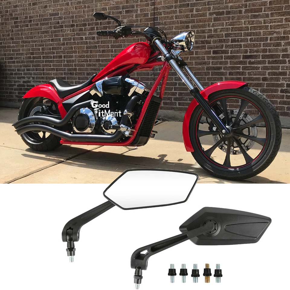 For Honda Fury VT1300 Bobber Black 2x Motorcycle Rearview Side Mirrors 8mm/10mm Foto 1 de 4