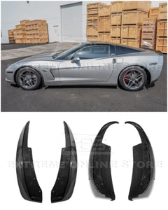 For 05-13 Corvette C6 Base | Extended CARBON FIBER 2 Pair Splash Guard Mud Flaps - Picture 1 of 12