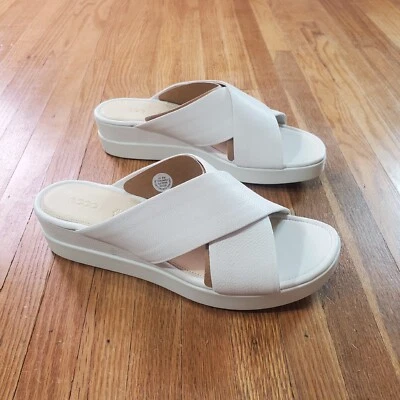 Ecco Touch Plateau Leather Shoes Womens Sz 10 - 10.5 EU 41 Wedge Slip On Sandals - Image 1 of 4