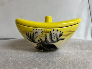 Matthew Adams Sugar Dish Lidded Bowl MCM 145 Alaska ELK Moose Caribou - Picture 1 of 9